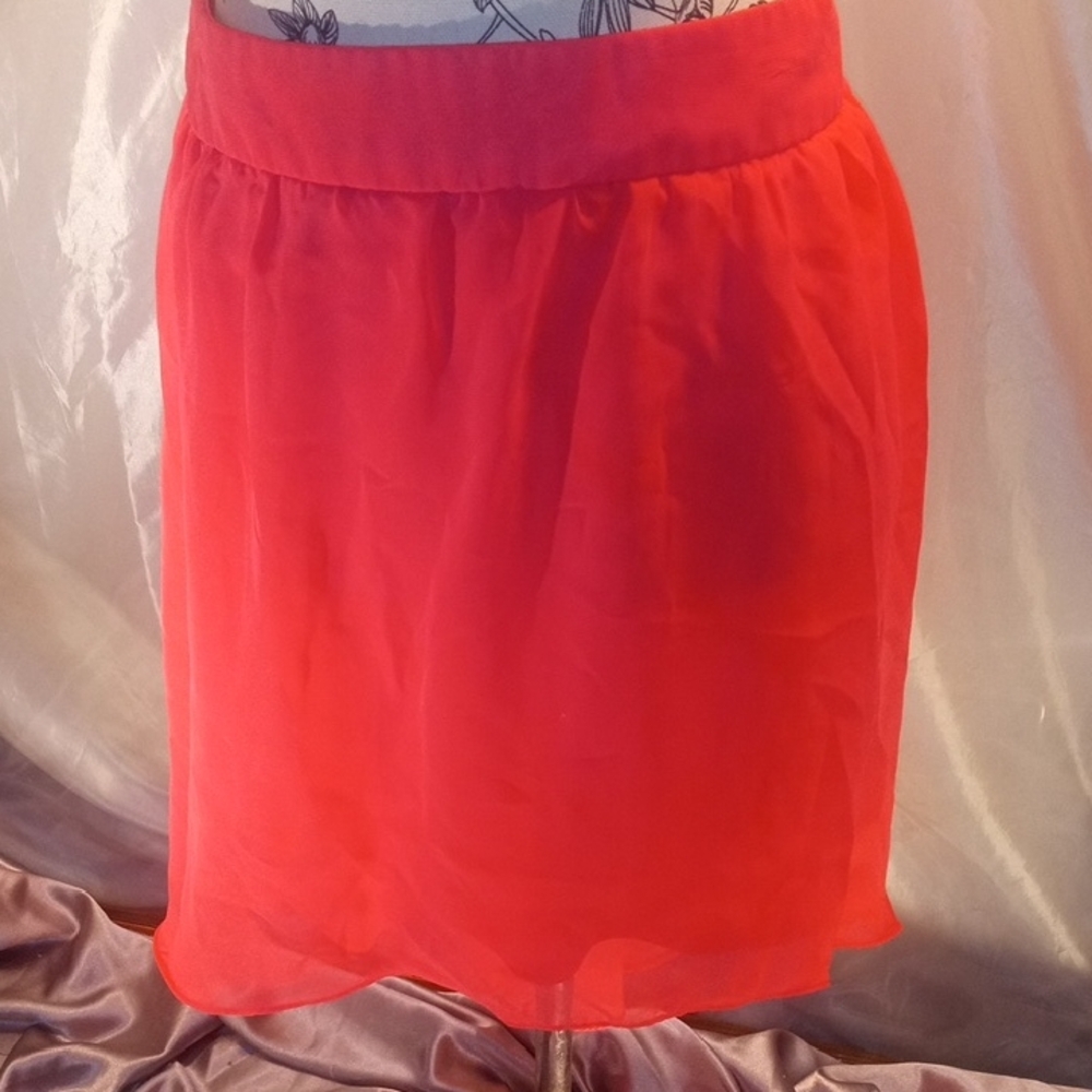 Maurices Coral-Red Mini Chiffon Skirt